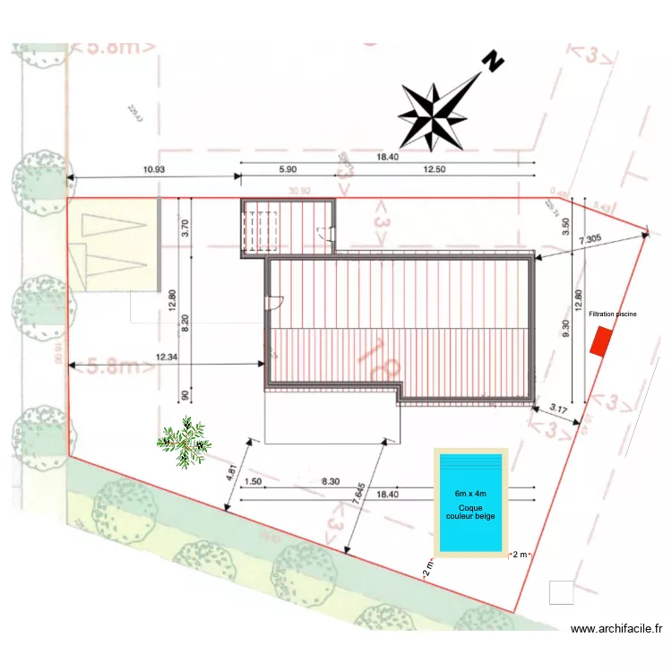Implantation piscine_Parcelle. Plan de Implantation piscine_Parcelle. Plan de