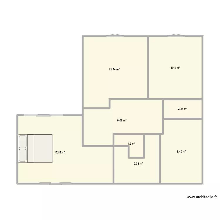 VIGNOT ETAGE ORIGINAL. Plan de 8 Pièces et 69 m² VIGNOT ETAGE ORIGINAL. Plan de 8 Pièces et 69 m²