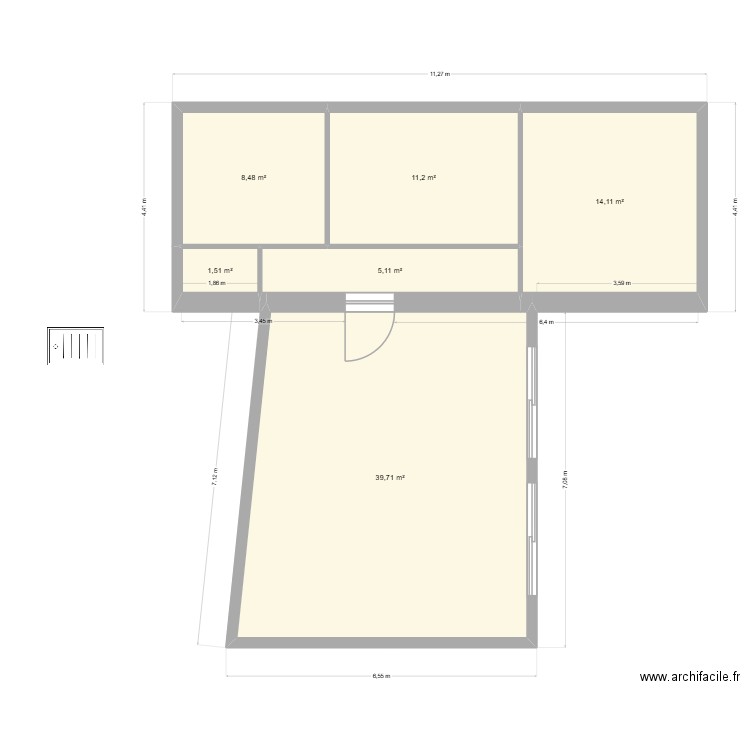 Pagny projet 3. Plan de 6 pièces et 80 m2