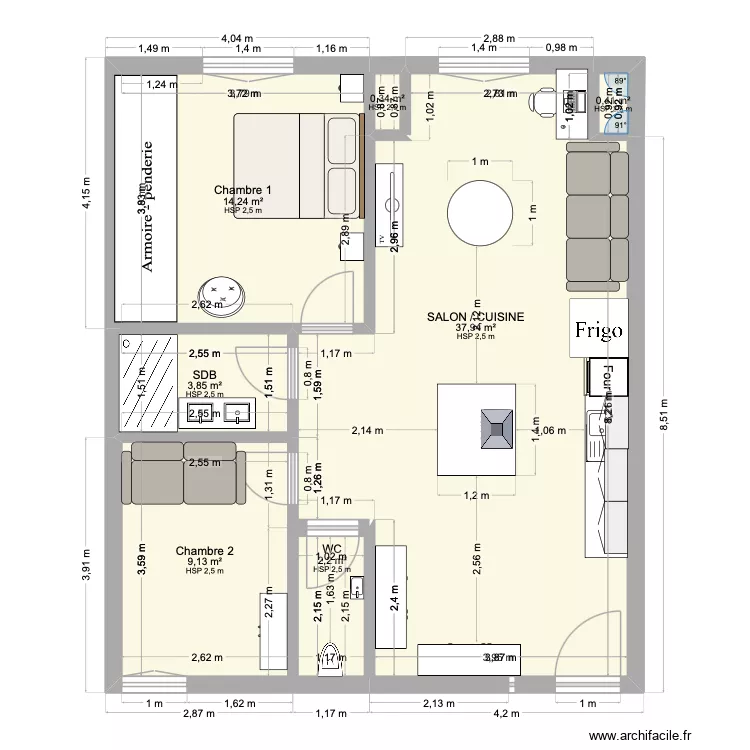 Plan croix rousse modifier. Plan de 7  et 68 m²
