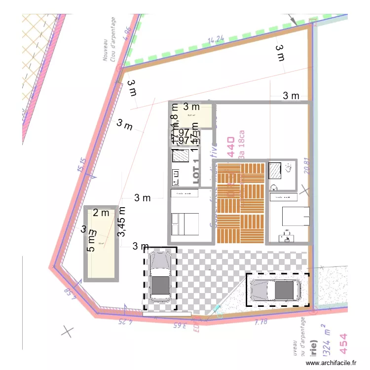 MITOYEN 1. Plan de 3 et 18 m² MITOYEN 1. Plan de 3 et 18 m²