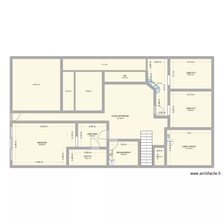 LABO CHALON. Plan de 15  et 154 m²