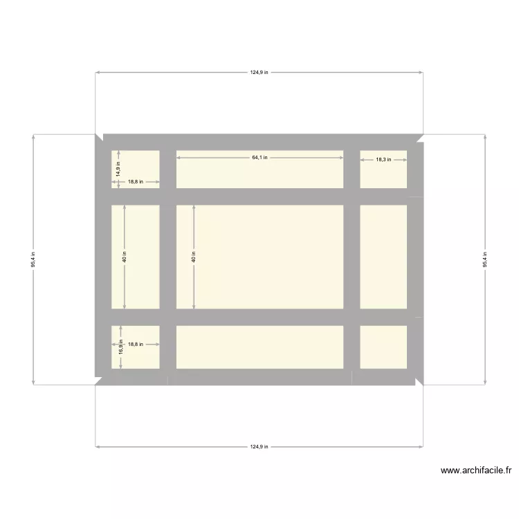 Madia Wall Ynda. Plan de 9  et 5 m²