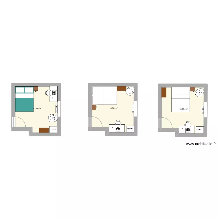 chambre Alexis. Plan de 3  et 32 m²