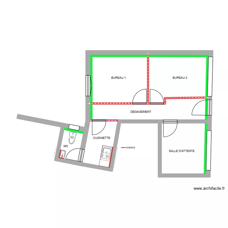 SORBIER BUREAUX FAIENCE. Plan de 