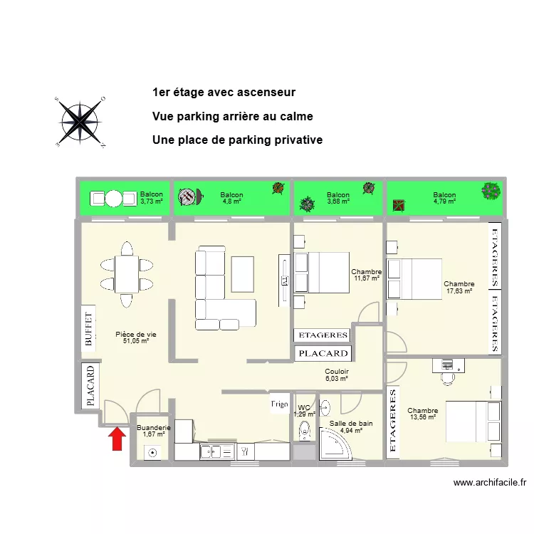 LACOURTE. Plan de 13  et 125 m²