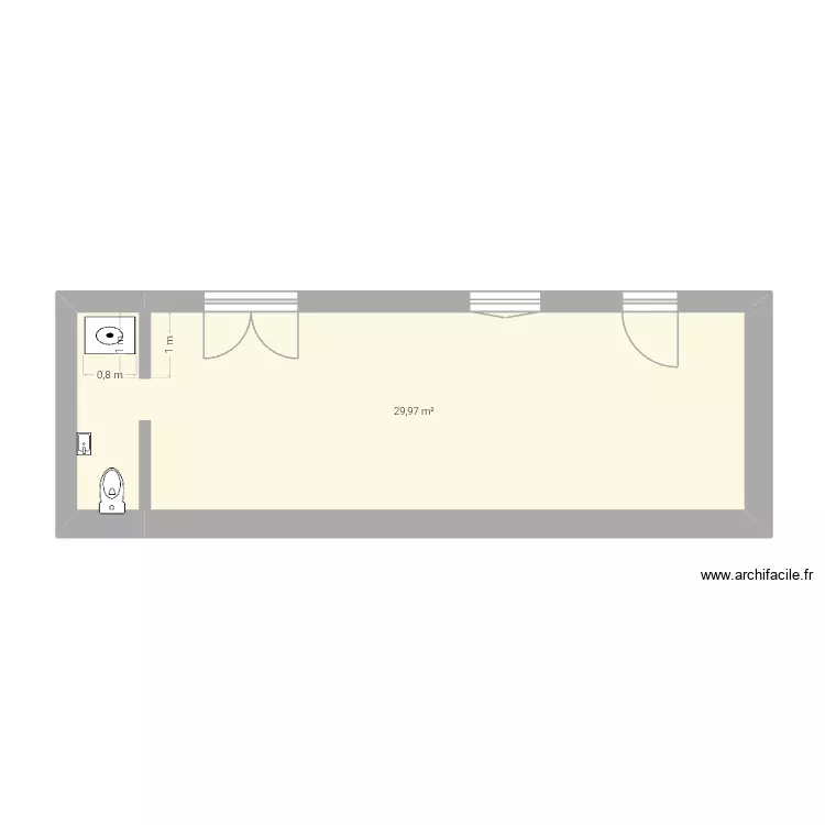 Rdc. Plan de 1 Pièce et 30 m² Rdc. Plan de 1 Pièce et 30 m²