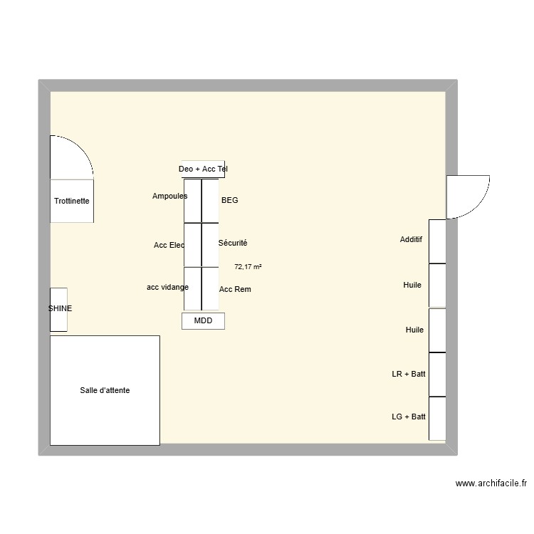 Avignon. Plan de 1 pièce et 72 m2