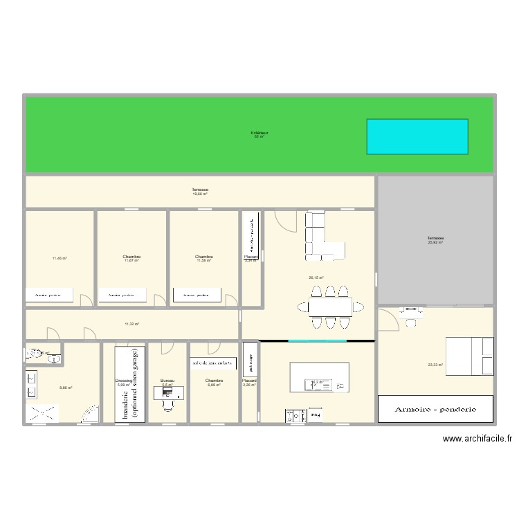 maison ines. Plan de 17 pièces et 253 m2