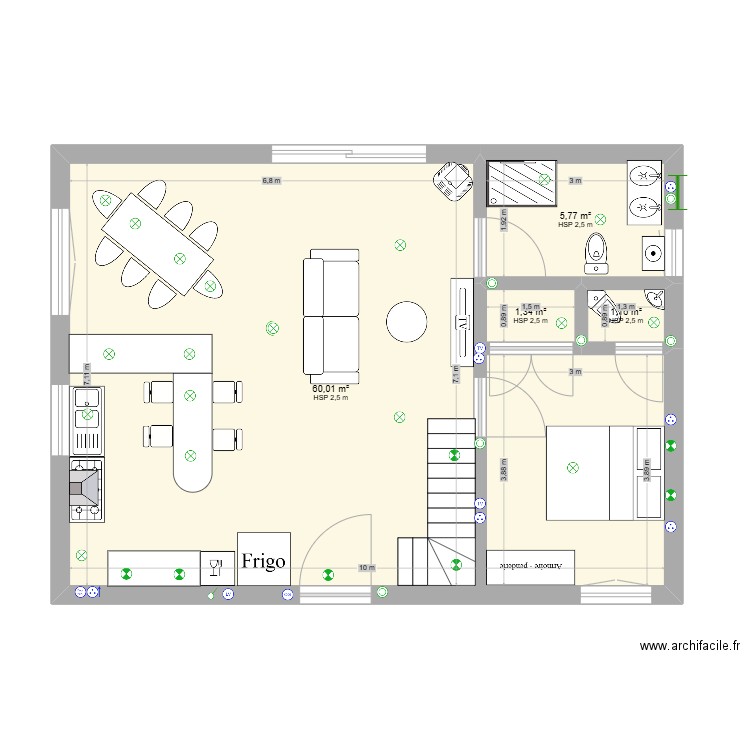 chalet St Yrieix. Plan de 4 pièces et 68 m2