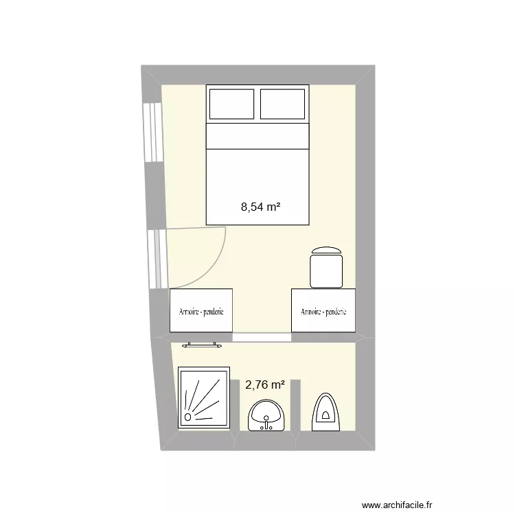 CHAMBRE 2. Plan de 2  et 11 m²