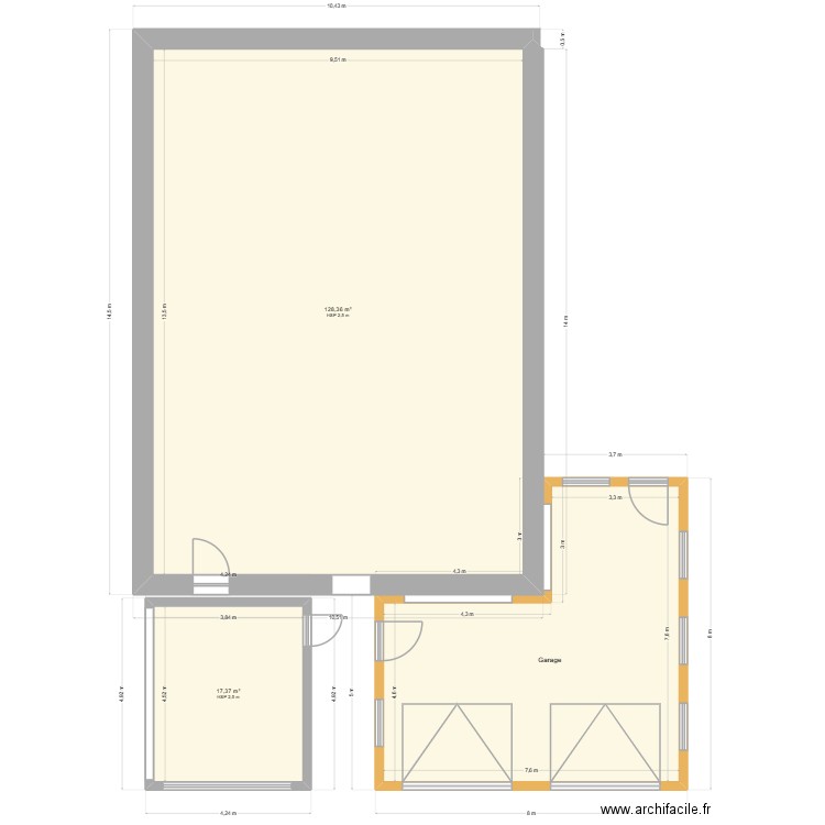 garage. Plan de 4 pièces et 239 m2