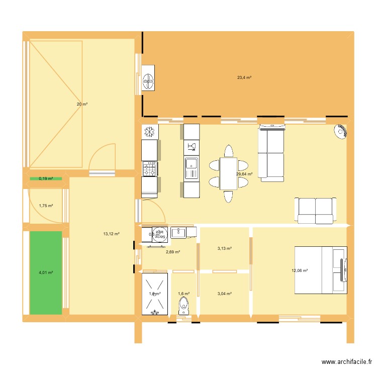 naty. Plan de 14 pièces et 117 m2