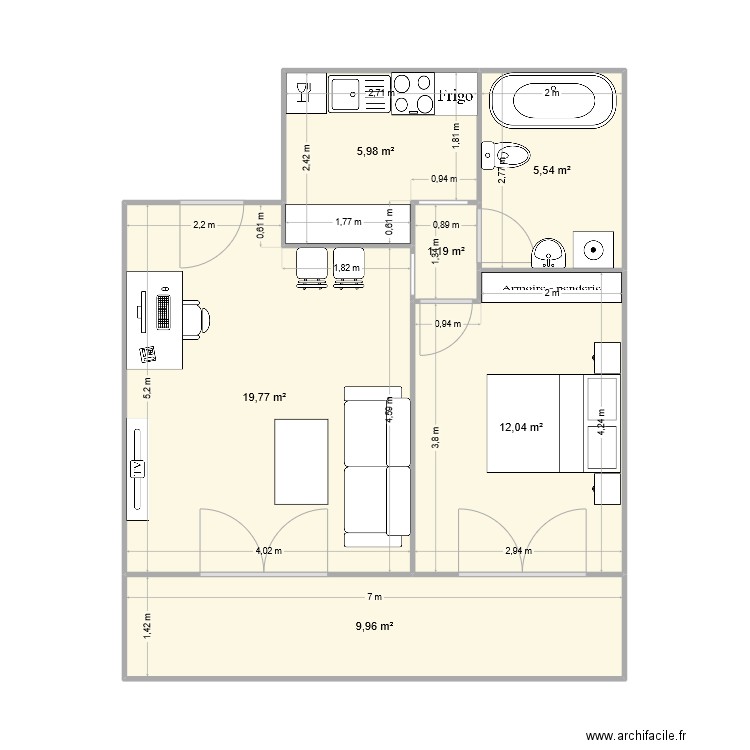 Aix. Plan de 6 pièces et 54 m2