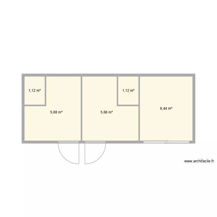 klibiba 7,5m x 3m. Plan de 5  et 20 m²
