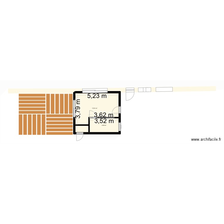 Snack bon. Plan de 2 pièces et 24 m2