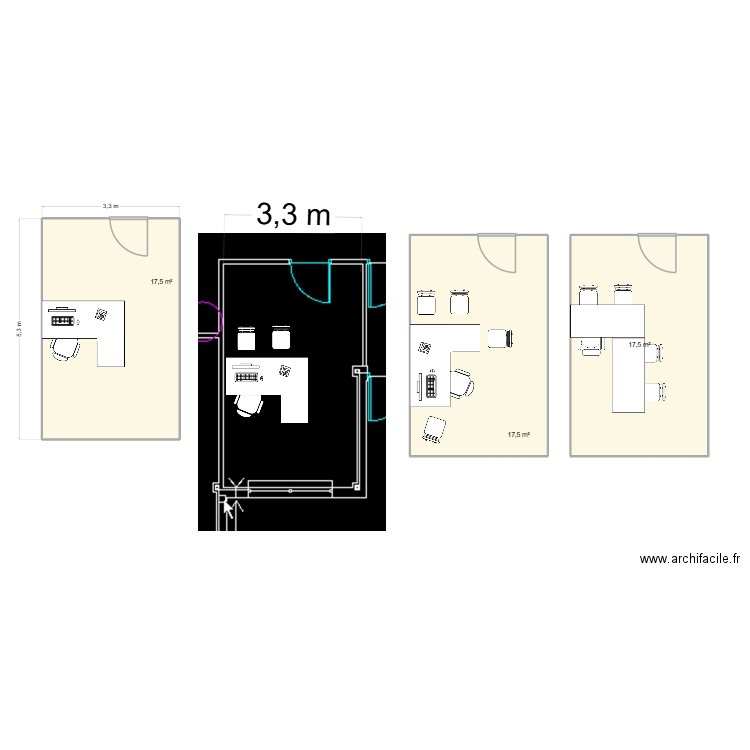 Imasonic 2. Plan de 3 pièces et 53 m2