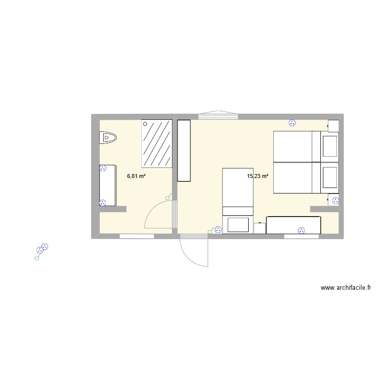 studio. Plan de 0 pièce et 0 m2