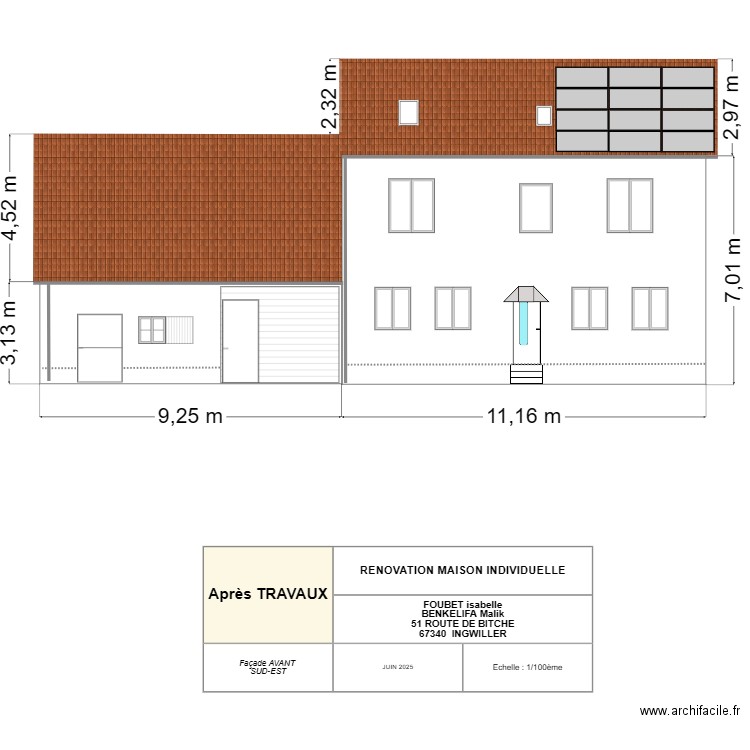 FOUBET ISABELLE Façade Avant FUTUR (SE). Plan de 0 pièce et 0 m2