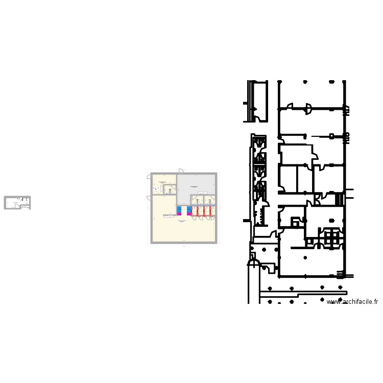 Vestiaire Prod Entr et Femme. Plan de 6 pièces et 157 m2