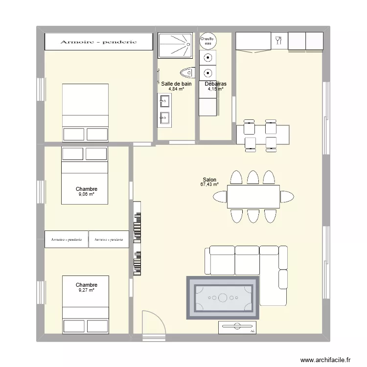 Hangar OP 1. Plan de 5  et 95 m²