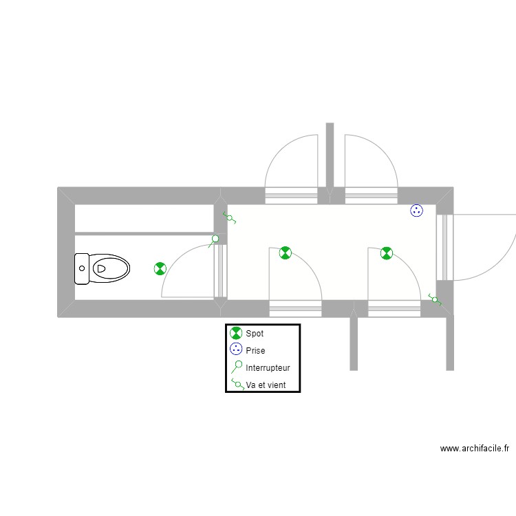 Couloir & WC. Plan de 0 pièce et 0 m2