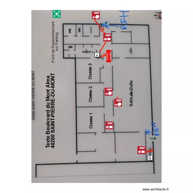 Plan Eglise Mont de Marsan. Plan de 