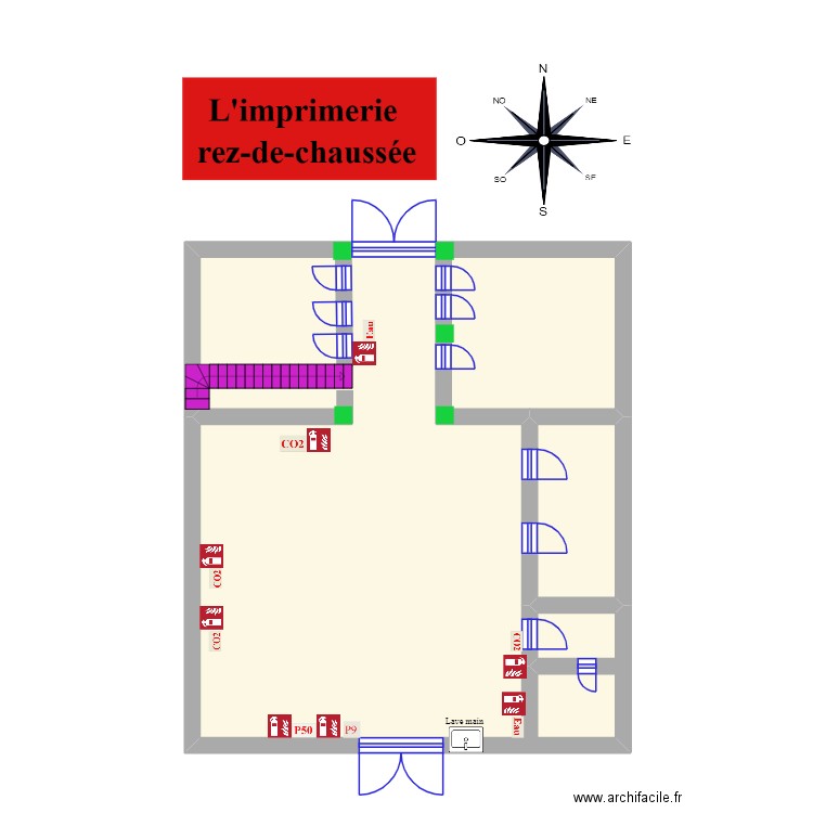 L'imprimerie. Plan de 3 pièces et 51 m2