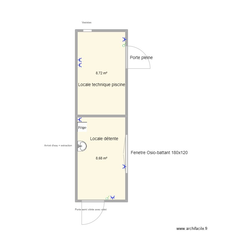 Acp jacques forester. Plan de 2 pièces et 17 m2