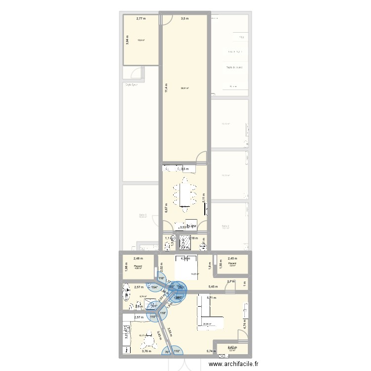 plan 1 cabinet medical. Plan de 22 pièces et 384 m2