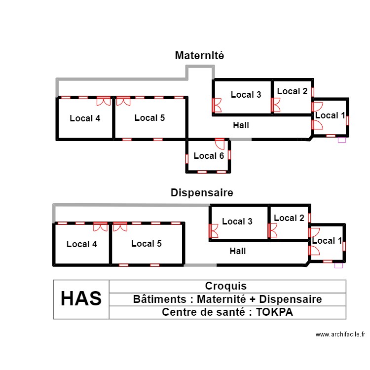 Vue en plan CS TOKPA. Plan de 11 pièces et 40 m2