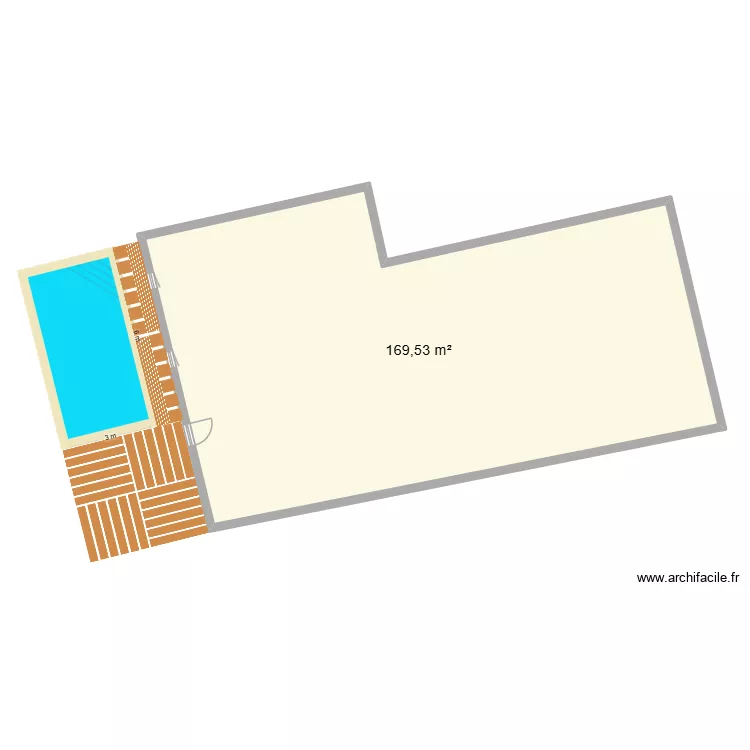 piscine. Plan de 1  et 170 m²
