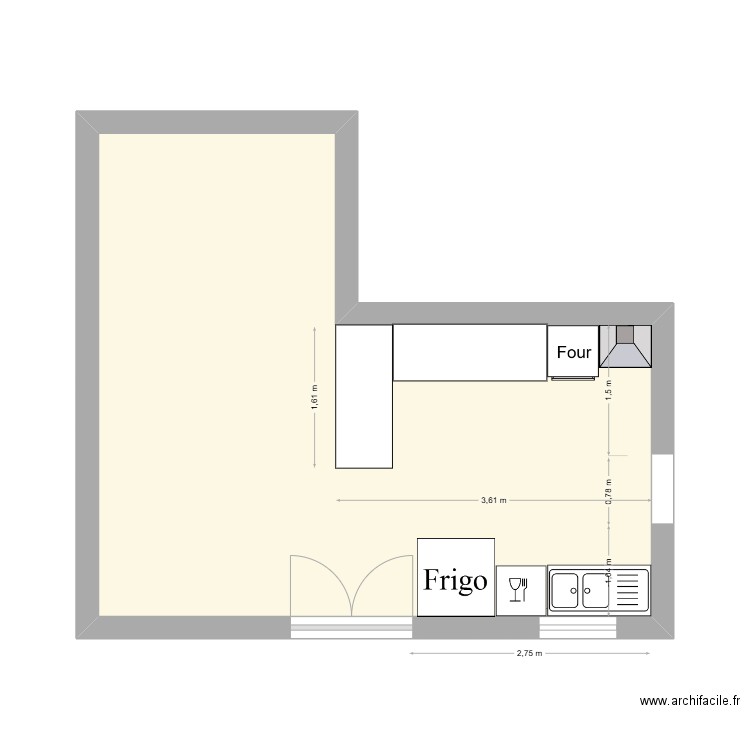 coucou. Plan de 1 pièce et 27 m2