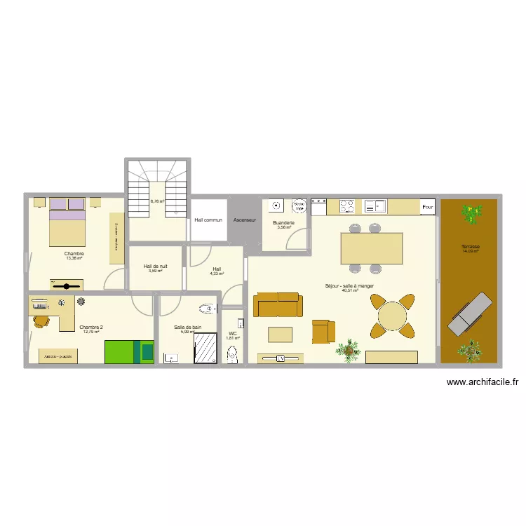Appart - St Paul 2. Plan de 13  et 111 m²