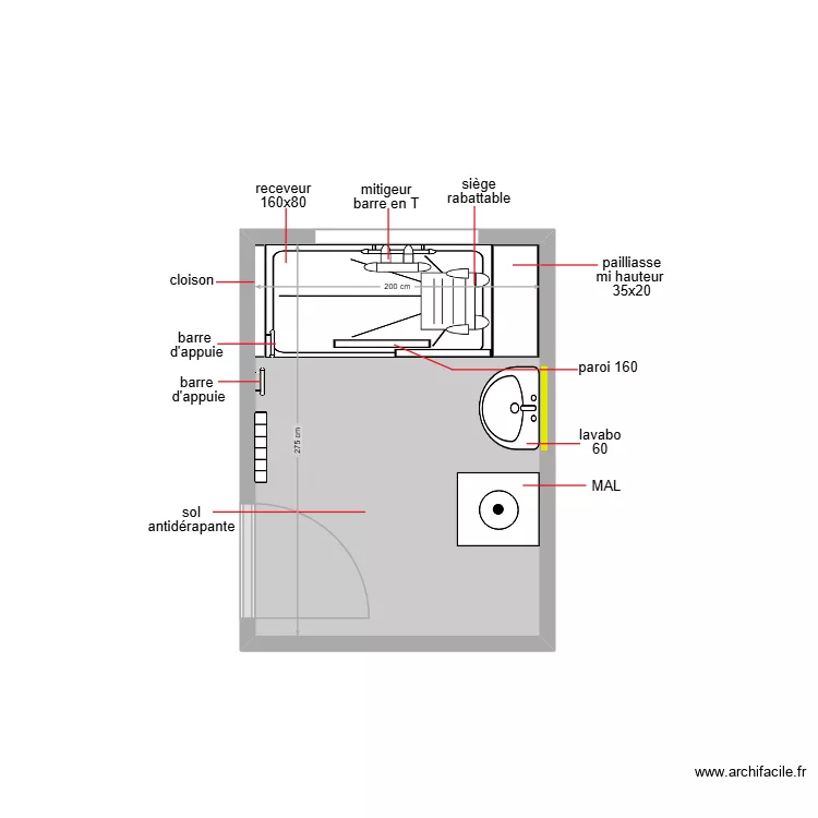 SAKHRI. Plan de 1  et 6 m²