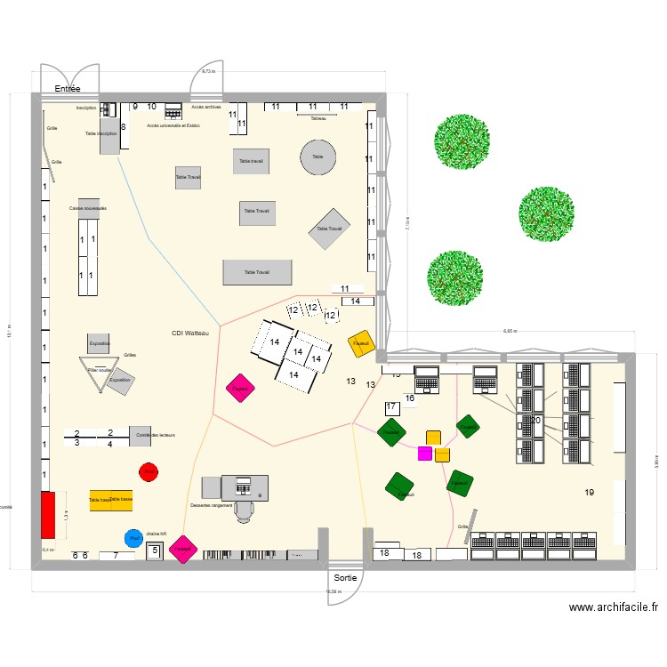 CDI réaménagé élèves ENI. Plan de 1 pièce et 153 m2