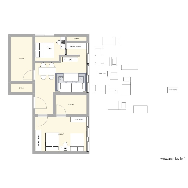 Dubai 1. Plan de 7 pièces et 73 m2