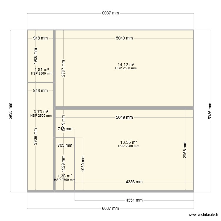 PLAN MAISON LOLO2. Plan de 5 pièces et 35 m2