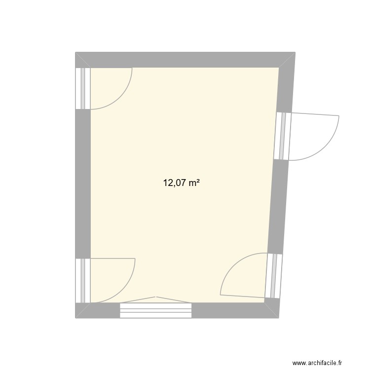 Chambre. Plan de 1 pièce et 12 m2