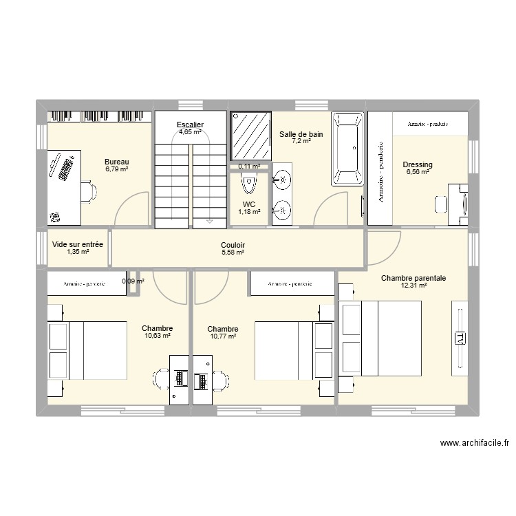 Maison 3. Plan de 12 pièces et 67 m2