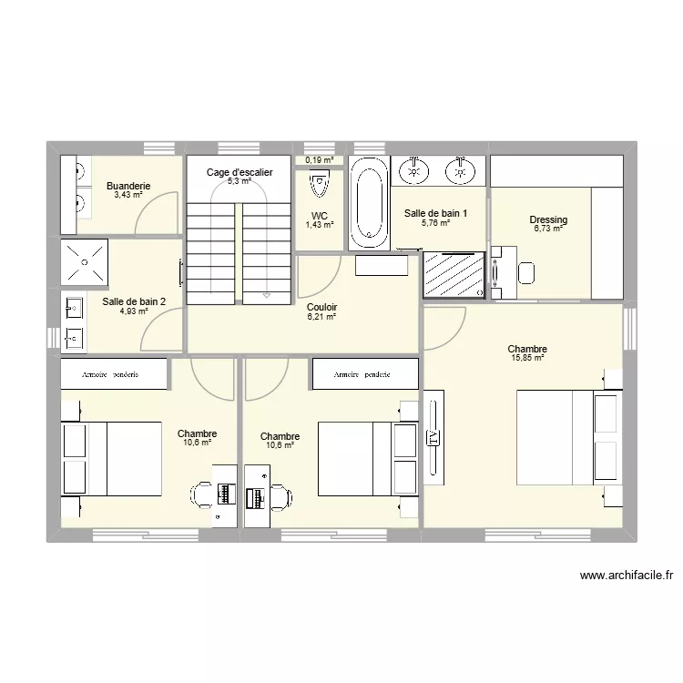 Maison 3. Plan de 11  et 71 m²