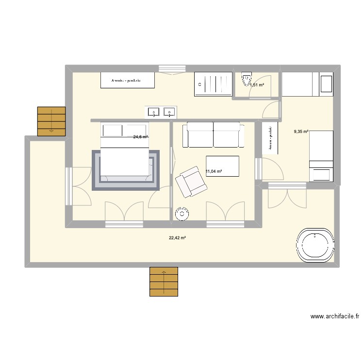 cabane suite junior. Plan de 5 pièces et 69 m2