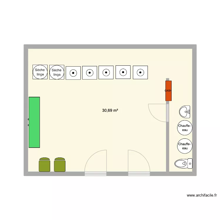 Laverie des ARCS 1800. Plan de 