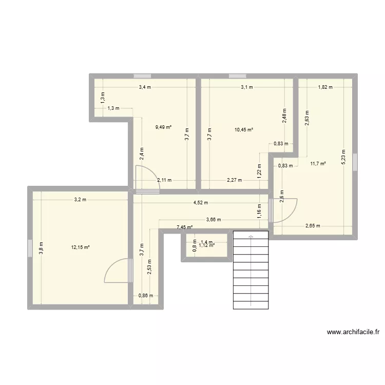 Bevan Etage. Plan de 6  et 52 m²