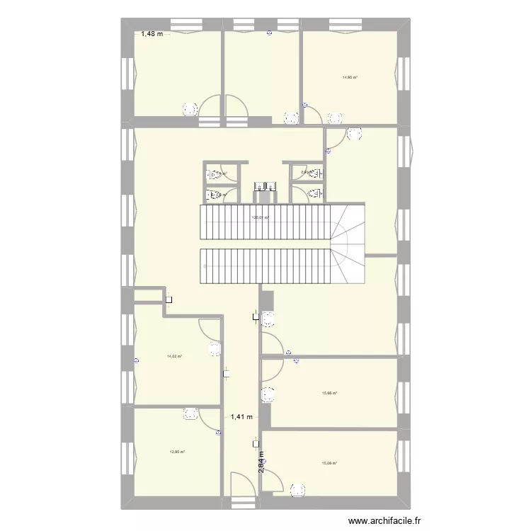etage 1 dortoire final final evier prise. Plan de 9  et 196 m²