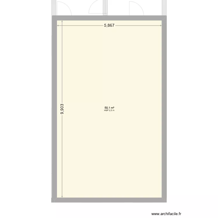 Etage 2. Plan de 1  et 58 m²