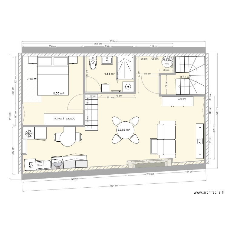 Appartement 3ème étage définitif 2. Plan de 5 pièces et 52 m2