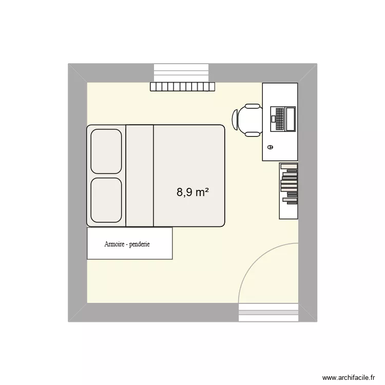 Chambre Enfant. Plan de 1  et 9 m²