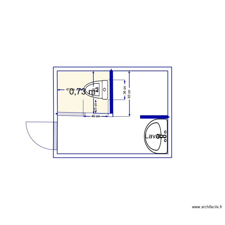 camille salle d'eau. Plan de 2 pièces et 3 m2