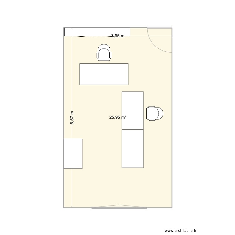 bureau_roquepine. Plan de 1 pièce et 26 m2